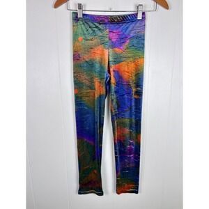 Colorful Funky Velvet Leggings XXS Junior Multicolor Pants Rave Disco